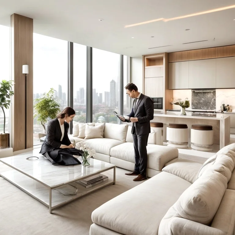 Consultant guiding client through property options